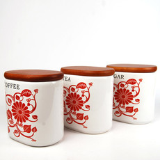 厨房用品陶瓷密封罐三件套 陶瓷密封罐三件套 红色