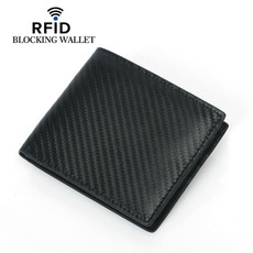 小童马  新款碳纤维纹路防磁男士钱包活页大容量RFID钱夹C