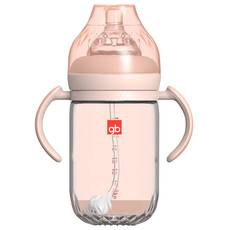 好孩子/gb 玻璃奶瓶婴儿宽口径奶瓶防胀气奶瓶奶嘴十字孔260ML铂金系列