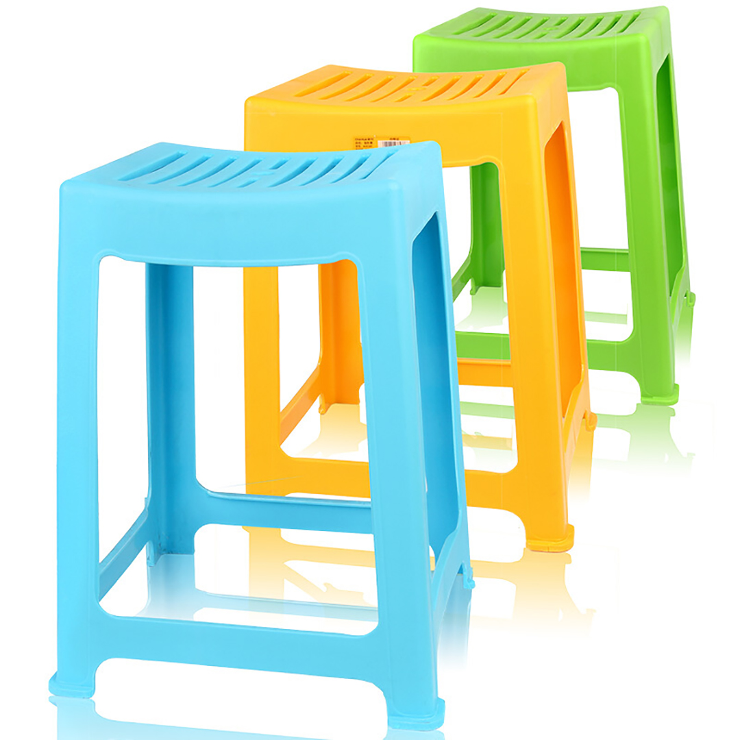 茶花 茶花 塑料凳子家用椅子条纹板凳46.6cm高方凳子 A0838P