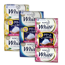 花王/KAO 香皂 3块/条 日本原装进口 清洁毛孔 保湿 （玫瑰香柠檬茉莉香牛奶花香）3种各一条