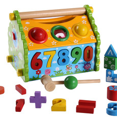  木制多功能拆装智慧屋儿童形状颜色认知配对启智玩具