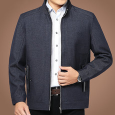 新款秋装中年男士休闲夹克衫50-60岁爸爸中老年男装长袖薄款外套