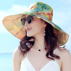 双面可戴可折叠超大太阳沙滩帽女户外遮阳帽夏天凉帽防紫外线防晒