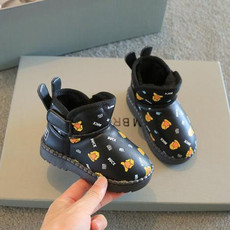 儿童雪地靴冬季新款男童棉鞋女宝宝时尚童靴RaseDuck小黄鸭加厚